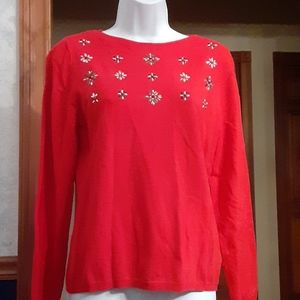 Ruby Rd petite red sweater w/ decorations